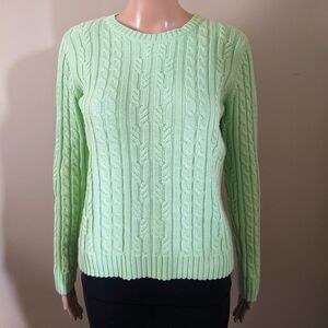 Vintage Valerie Stevens cable knit light green sweater, women's petite small